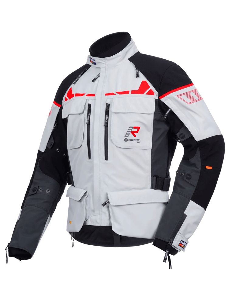 Kurtka motocyklowa tekstylna Rukka Ecuado-R szaro-czarno-czerwona